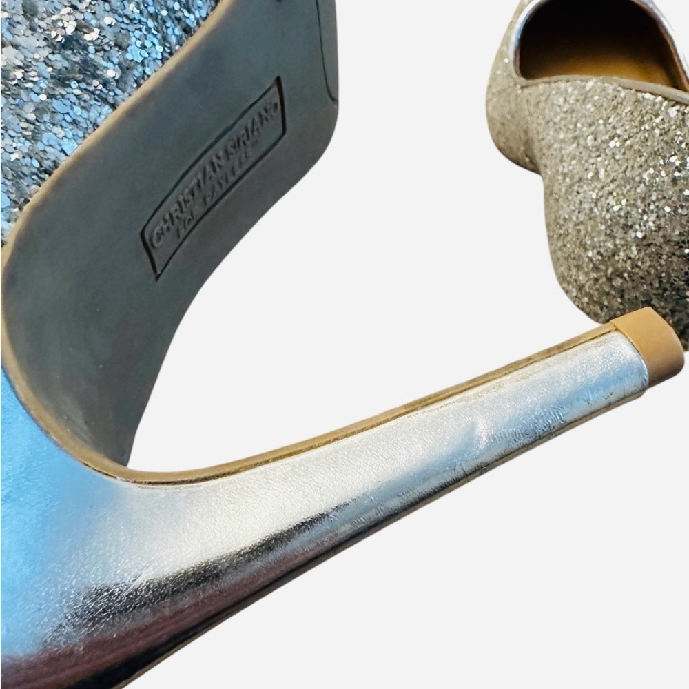 Christian Siriano By Payless Silver Glitter Disco Heels 4” Stiletto Women’s 8 - Picture 6 of 8